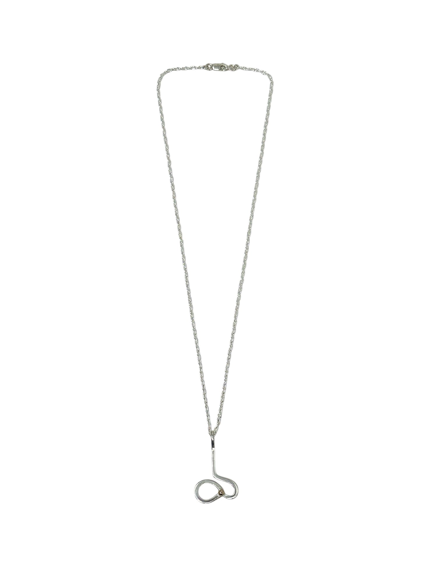 Sterling Silver Dots and Loops Pendant Necklace, 14 karat Gold Accent