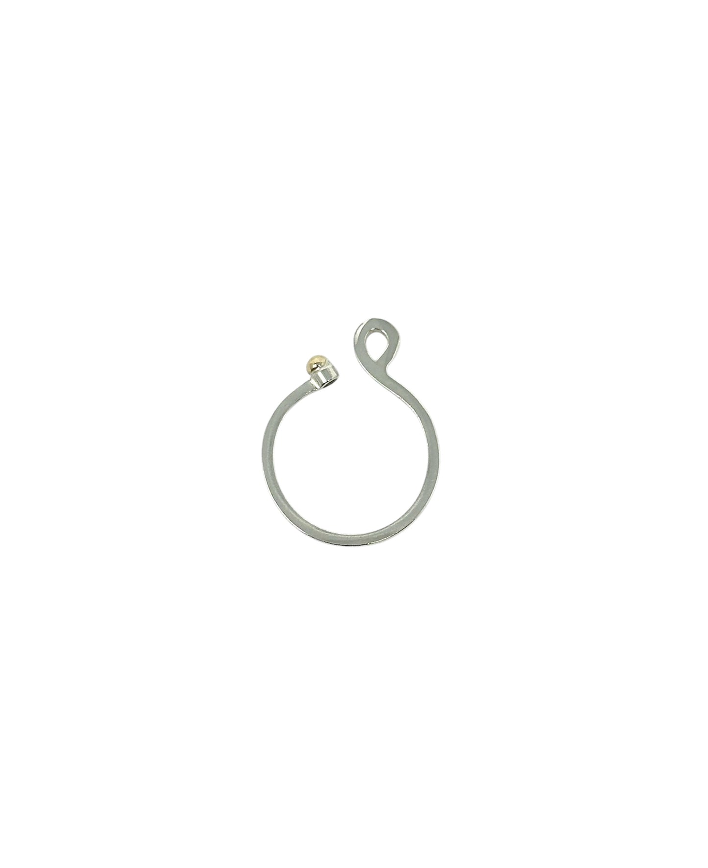 Sterling Silver Dot and Loop Ring with Gold Accent