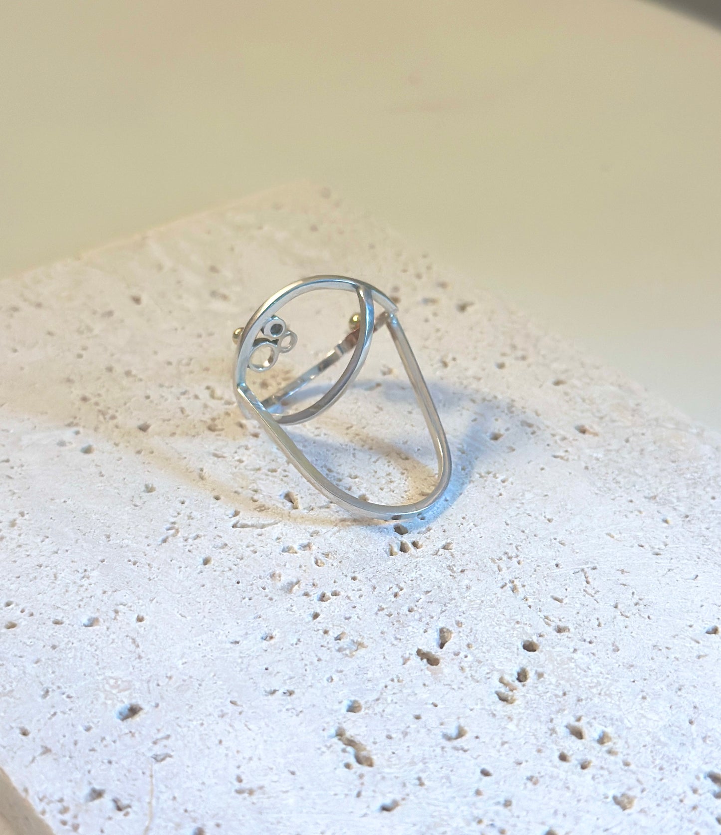 Silver, Copper, and Gold Orbit Cocktail Ring