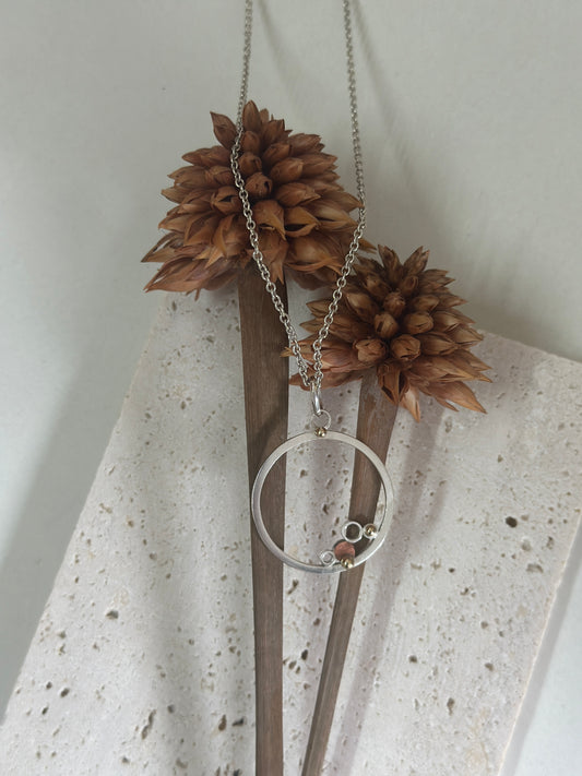 Silver, Copper and Gold Geometric Pendant Necklace