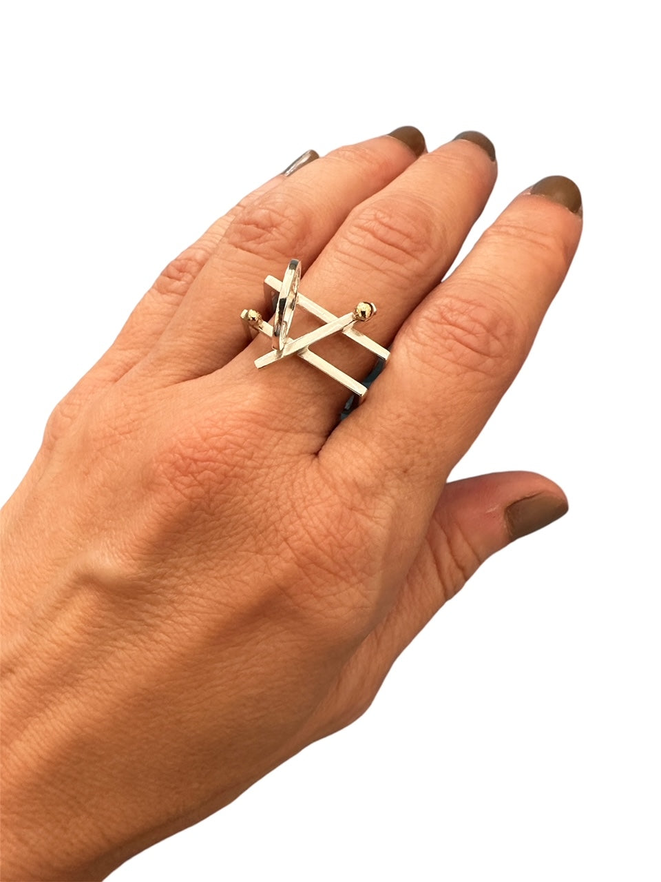 Sterling Silver with Gold Geometric Ring